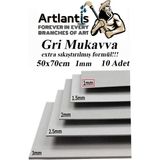 Mukavva Gri 1 mm 50X70 cm 10 Adet Sert Karton Ekstra Sıkıştırılmış 50*70 Mukavva Gri Renkli 10 Adet - Standart
