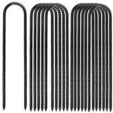 MUKCHAP 12 Paket 30,48 cm U Şekilli Rebar Çubukları, Siyah U Rebar Kancası, Ağır Hizmet Trambolin Rüzgar Çapaları Kamp Çadırları için Kazıklar, Futbol Ağı