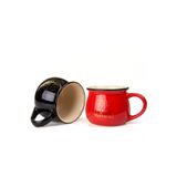 MUKKO HOME 2'li Emaye Görünümlü Renkli Porselen Kupa Seti Good Morning Gold Yazılı 250 ml