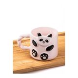 Mukko Home 3D Panda Kabartmalı Porselen Kupa – 360Ml, Sevimli Ve Şık Tasarım,Pembe