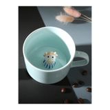 Mukko Home 3D Sevimli Panda Figürlü Porselen Kupa 230 Ml Mint Renk Kahve Çay Kupası,Turkuaz & Inek