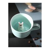 Mukko Home 3D Sevimli Panda Figürlü Porselen Kupa 230 Ml Mint Renk Kahve Çay Kupası,Turkuaz & Tavşan