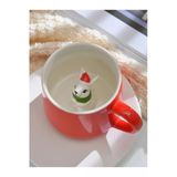 Mukko Home 3D Tavşan Biblo Sürpriz Porselen Kupa - 350 Ml, Şık Ve Eğlenceli Tasarım,Kırmızı