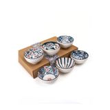 Mukko Home 6'Lı Desenli Porselen Kase Seti 320 Ml, Çorbalık, Kahvaltılık, Atıştırmalık Kase Hediyelik Kutulu,Çok Renkli, FAN06