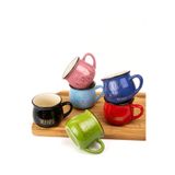 MUKKO HOME 6'lı Emaye Görünümlü Porselen Kupa Seti Good Morning Gold Yazılı 150 ml