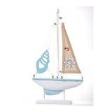 Mukko Home Ahşap Marin Denizci Temalı Yelkenli Gemi Tekne Biblo Ofis Dekorasyon - 18X31,5 Cm,Mavi Dümen,31 X 25