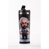 Mukko Home Albert Einstein 360 Ml Çelik Termos Mug Karikatür Tasarımlı, Araç & Çanta Uyumlu, Sıcak Soğuk Içecek,Einstein D