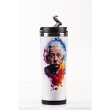 Mukko Home Albert Einstein 360 Ml Çelik Termos Mug Karikatür Tasarımlı, Araç & Çanta Uyumlu, Sıcak Soğuk Içecek,Einstein G