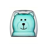 Mukko Home Çift Cidarlı Ayı Desenli Borosilikat Cam Bardak – 250 Ml, Isıya Dayanıklı,Mavi