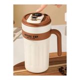 Mukko Home Dijital Göstergeli Paslanmaz 316 Çelik Termos 650Ml Kaydırmaz Bardak Mug Kupa Termos,Kahverengi