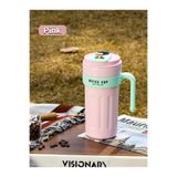 Mukko Home Dijital Göstergeli Paslanmaz 316 Çelik Termos 650Ml Kaydırmaz Bardak Mug Kupa Termos,Pembe