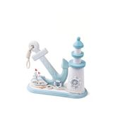 Mukko Home Marin Deniz Temalı Ahşap Masaüstü Biblo – Çapa Ve Deniz Feneri Tasarımı,Mavi,19 X 19