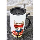 Mukko Home Porselen 16 Cm Kedili Termos Bardak Kupa