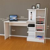 Mukotoys Modern Mdf Beyaz Kitaplıklı Çalışma Masası - 30x130