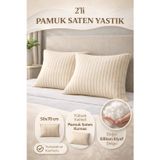 Muk's Yüksek Kalite 2’Li Saten Yastık Seti – 82 Tel Pamuk Saten & Saf Silikon Dolgu