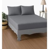 Mulberry %100 Pamuk Çift Kişilik Lastikli Çarşaf - Otel Konforunda, Şık ve Sade Tasarım - Gri - 160 x 200