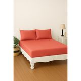 Mulberry %100 Pamuk Çift Kişilik Lastikli Çarşaf - Otel Konforunda, Şık ve Sade Tasarım - Kırmızı - 160 x 200