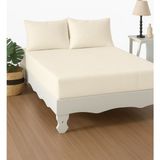 Mulberry %100 Pamuk Çift Kişilik Lastikli Çarşaf - Otel Konforunda, Şık ve Sade Tasarım - Krem - 160 x 200