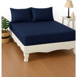 Mulberry %100 Pamuk Çift Kişilik Lastikli Çarşaf - Otel Konforunda, Şık ve Sade Tasarım - Lacivert - 160 x 200