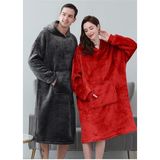 Mulberry 2 Li Wellsoft Kapşonlu Giyilebilir Tv Battaniyesi Unisex Over Size - 80 x 100 cm - Antrasit