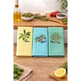 Mulberry 3’lü Nakışlı Waffle Mutfak Havlusu 40X60 cm – Süper Emici & Yumuşak - 40 x 60 cm - Yeşil