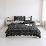 Mulberry Antrasit Çift Taraflı Geometrik Desenli Battal Boy Nevresim Takımı 240 x 260 cm