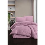 Mulberry Çift Kişilik Nevresim Takımı Pamuk Çizgili %100 Pamuk 200*220 - Gül Kurusu Antrasit