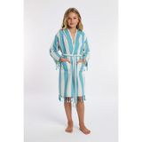 Mulberry Çocuk Striped Peştamal Bornoz %100 Pamuk Unisex - 11 - 12 - Mavi
