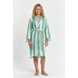 Mulberry Çocuk Striped Peştamal Bornoz %100 Pamuk Unisex - 11 - 12 - Yeşil