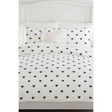 Mulberry Heart Kişilik Çarşafı Lastikli Kalpli Nevresim Takımı