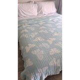 Mulberry Kelebek Desen 4 Katlı Müslin Pike Yatak Örtüsü Battal Boy 240X260 cm - Mavi - 240 x 260 cm