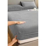 Mulberry Kışlık Tek Kişilik Kadife Lastikli Çarşaf 100x200+30 Gri Renk Düz Desenli - Açık Gri