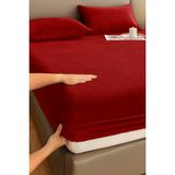 Mulberry Kışlık Tek Kişilik Kadife Lastikli Çarşaf 100X200+30 - Kırmızı