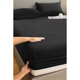 Mulberry Kışlık Tek Kişilik Kadife Lastikli Çarşaf 100X200+30 - Siyah