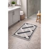 Mulberry Modern Dokuma Desenli Kaymaz Taban Banyo Paspası 50X80 cm - Siyah