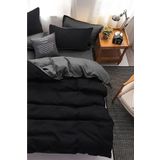Mulberry Mul Dubbelsid Çift Taraflı Nevresim Takımı Çarşafı Lastikli 200 * 220 Siyah-Gri