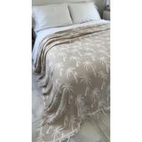 Mulberry Palmiye Desen 4 Katlı Müslin Pike Yatak Örtüsü Battal Boy 240X260 cm - Bej - 240 x 260 cm