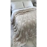 Mulberry Palmiye Desen 4 Katlı Müslin Pike Yatak Örtüsü Battal Boy 240x260 Cm Siyah