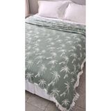 Mulberry Palmiye Desen 4 Katlı Müslin Pike Yatak Örtüsü Battal Boy 240x260 cm