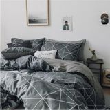 Mulberry Pandora Çift Kişilik Nevresim Takımı – Antrasit Geometrik Desen, Pamuk-Polyester, 30°'de Makinede Yıkanabilir - 220 x 220 cm - Antrasit - Gri