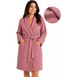 Mulberry Rose Waffle Şal Yakalı Cepli Pembe Kadın Bornoz