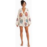 Mulberry Sedna Kadın Ekru Müslin Kimono Bornoz – Kuşaklı, Püskül Detaylı, Oversize Rahat Kesim Plaj & Ev Giyim - Renkli - L - XL