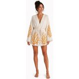 Mulberry Sedna Kadın Ekru Müslin Kimono Bornoz – Kuşaklı, Püskül Detaylı, Oversize Rahat Kesim Plaj & Ev Giyim - Turuncu - Mercan - S - M