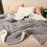 Mulberry Sherpa Polar Battaniye Çift Taraflı Çift Kişilik 220X240 cm - 220 x 240 cm - Açık Gri