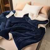 Mulberry Sherpa Polar Battaniye Çift Taraflı Çift Kişilik 220x240 cm Lacivert Polyester Mikrofiber