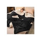 Mulberry Sherpa Polar Battaniye Çift Taraflı Çift Kişilik 220x240 Cm Siyah
