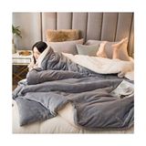 Mulberry Sherpa Polar Battaniye Çift Taraflı Tek Kişilik 160X220 cm - 155 x 220 cm - Gri