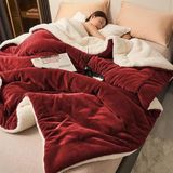 Mulberry Sherpa Polar Battaniye Çift Taraflı Tek Kişilik 160x220 Cm Kırmızı