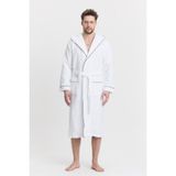 Mulberry Triga Erkek Bornoz %100 Pamuk Kapüşonlu - 3XL - Beyaz
