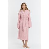 Mulberry Triga Kapüşonlu Kadın Bornozu %100 Pamuk - S - M - Pembe